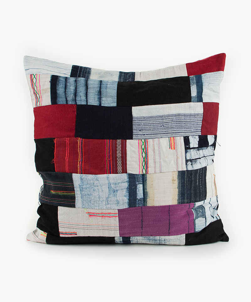 22x22" Hill Tribe Fabric Patchwork Throw Cushion