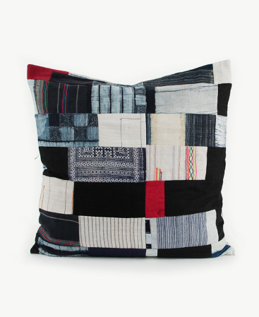 22x22" Hill Tribe Fabric Patchwork Throw Cushion