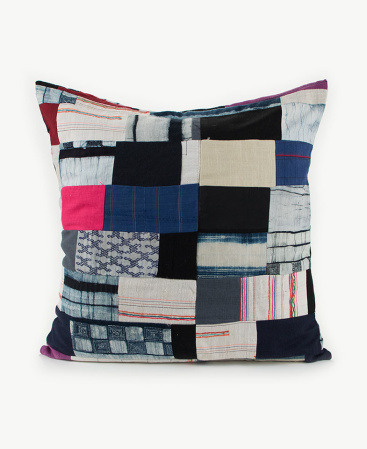 24x24" Hill Tribe Fabric Patchwork Throw Cushion