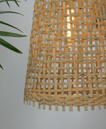 Set of 3 Cone Shaped Bamboo Pendant Lights