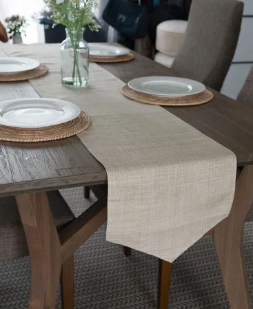 A natural table runner with texture.