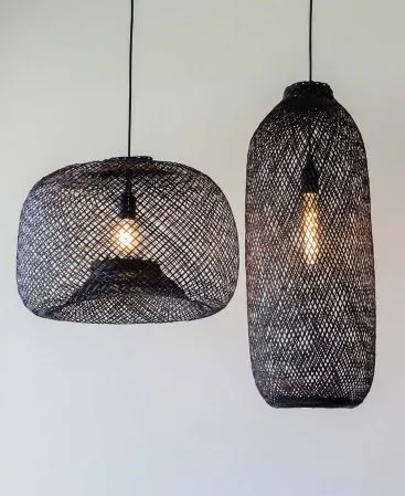 A pair of moody black pendant lights for gothic and modern interiors.