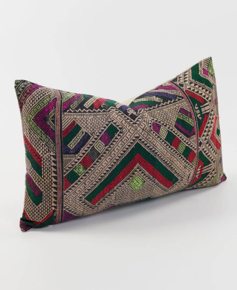 A pillow cover with a geometric design by ethnic hill tribes.