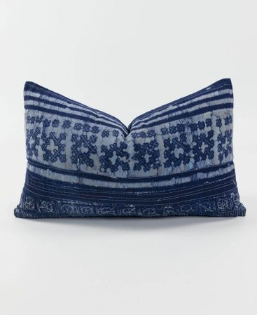 A purple cushion cover made using ethnic hill tribe textiles.
