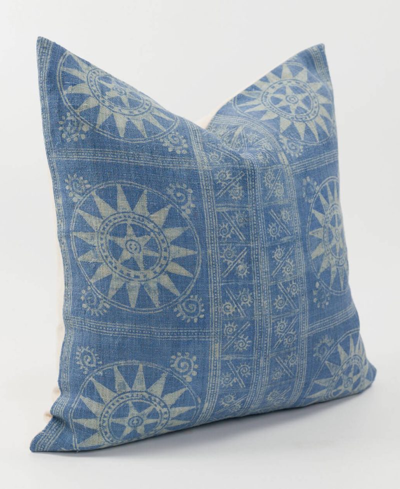A rare tribal pillow cover made with ethnic hemp fabric.