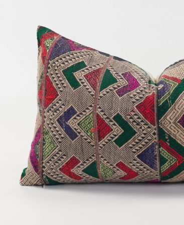 A unique cotton and silk throw cushion.