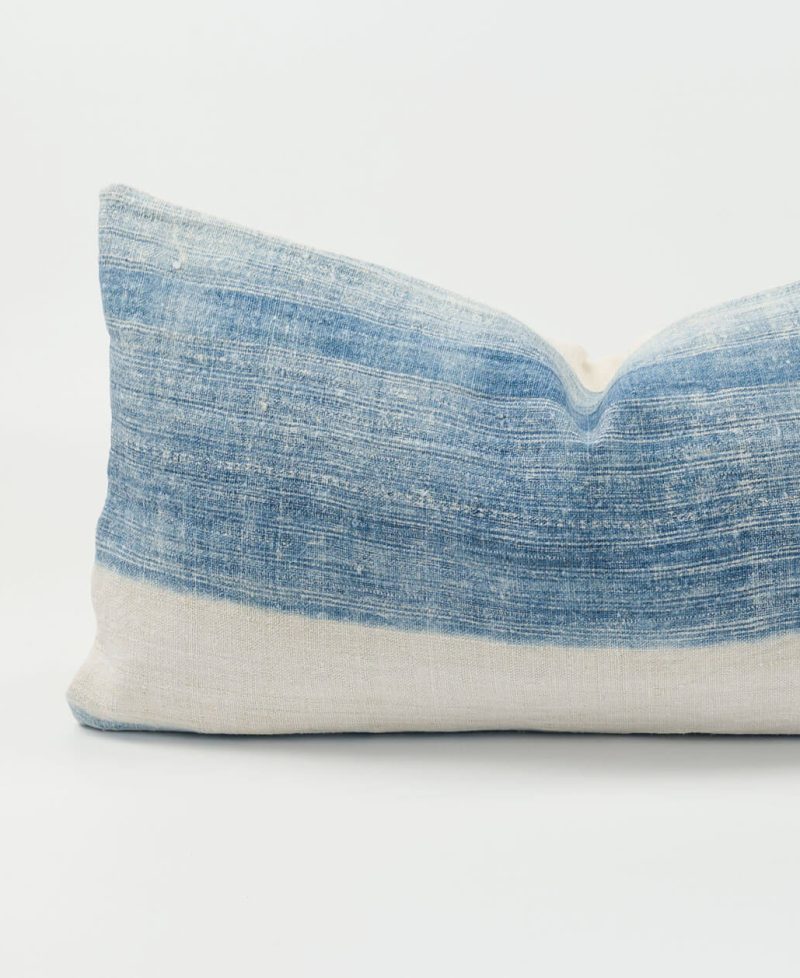 A vintage hemp fabric from the Hmong hill tribe features on this cushion cover.