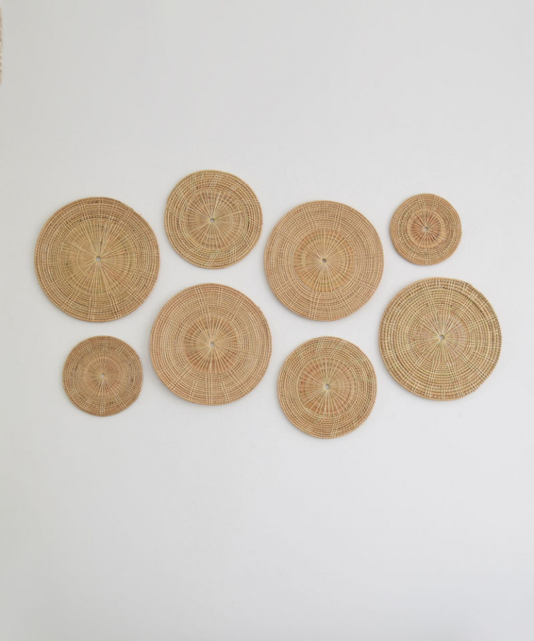 AUTUMN Set of 8 Handwoven Rattan Wicker Wall Art Place Mats