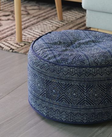 An-ethnic-indigo-blue-floor-cushion-ottomasn-made-from-hill-tribe-textiles