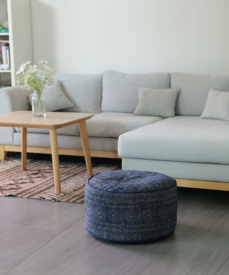 An-indigo-batik-fabric-floor-cushion-pouf-with-ethnic-styling