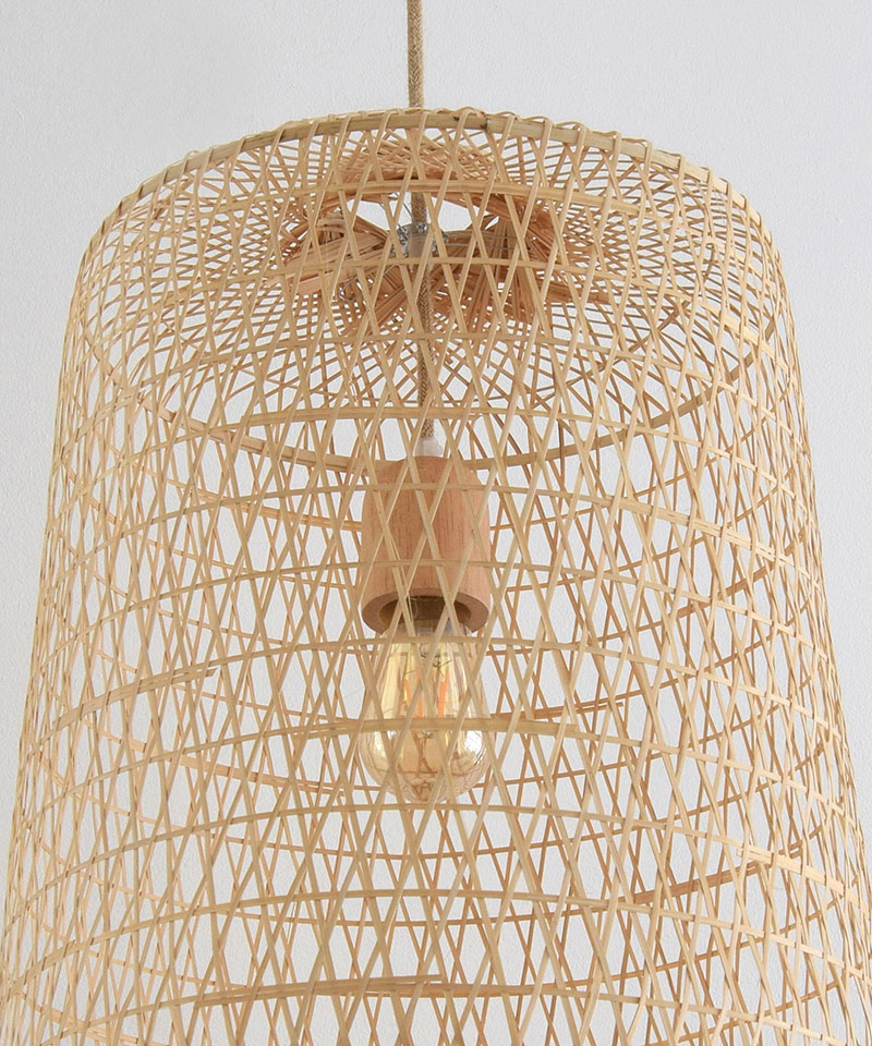 Repurposed Asian Fishing Trap Bamboo Pendant Light