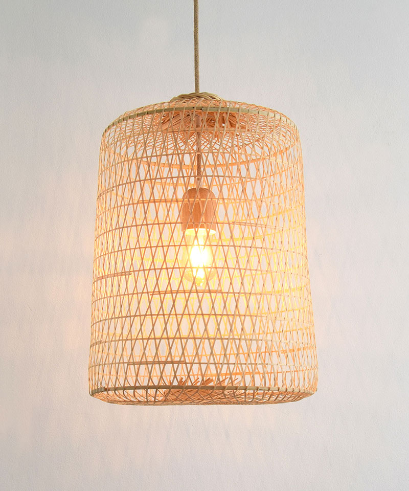 Repurposed Asian Fishing Trap Bamboo Pendant Light