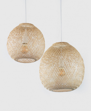 Ball Round Sphere Shaped Woven Bamboo Basket Pendant