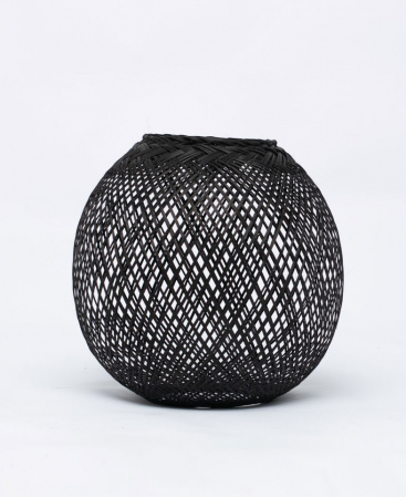 Black Round Woven Bamboo Basket