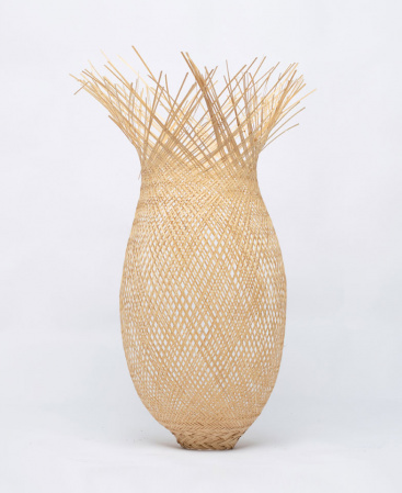 Frayed Open Top Bamboo Basket Weave