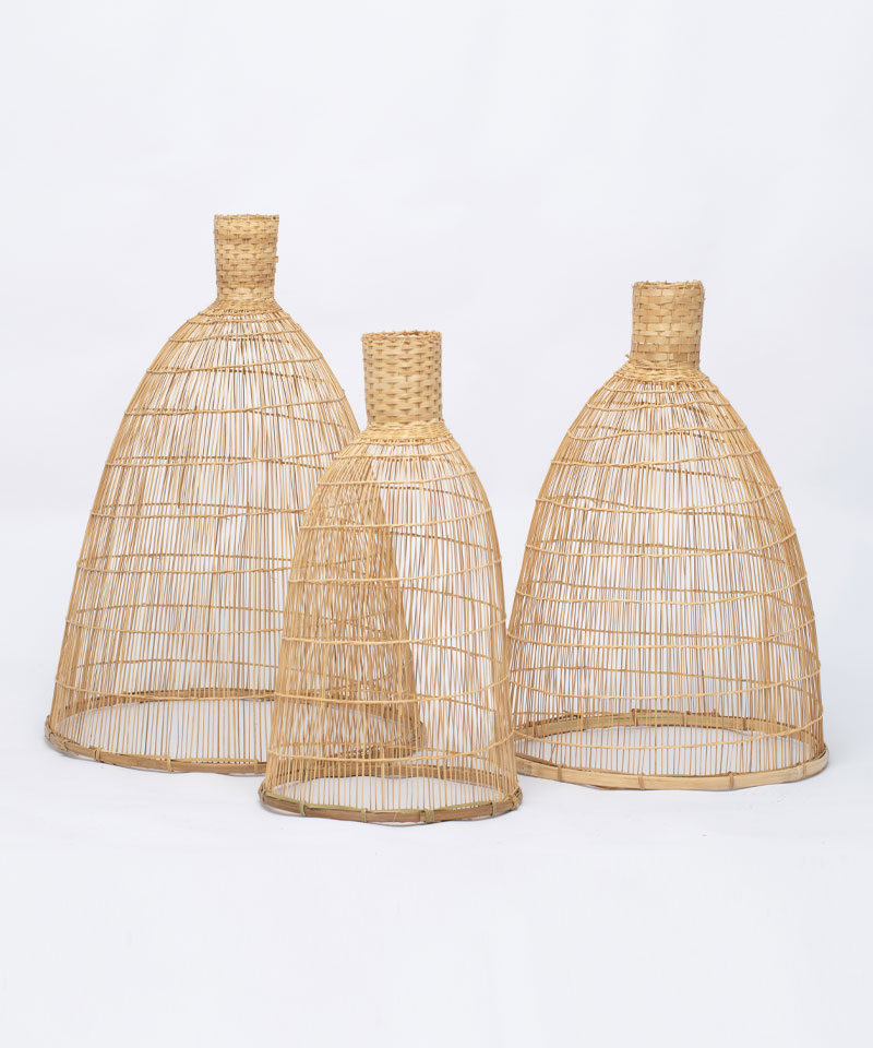 Wide Bamboo Basket Set of Three Sizes