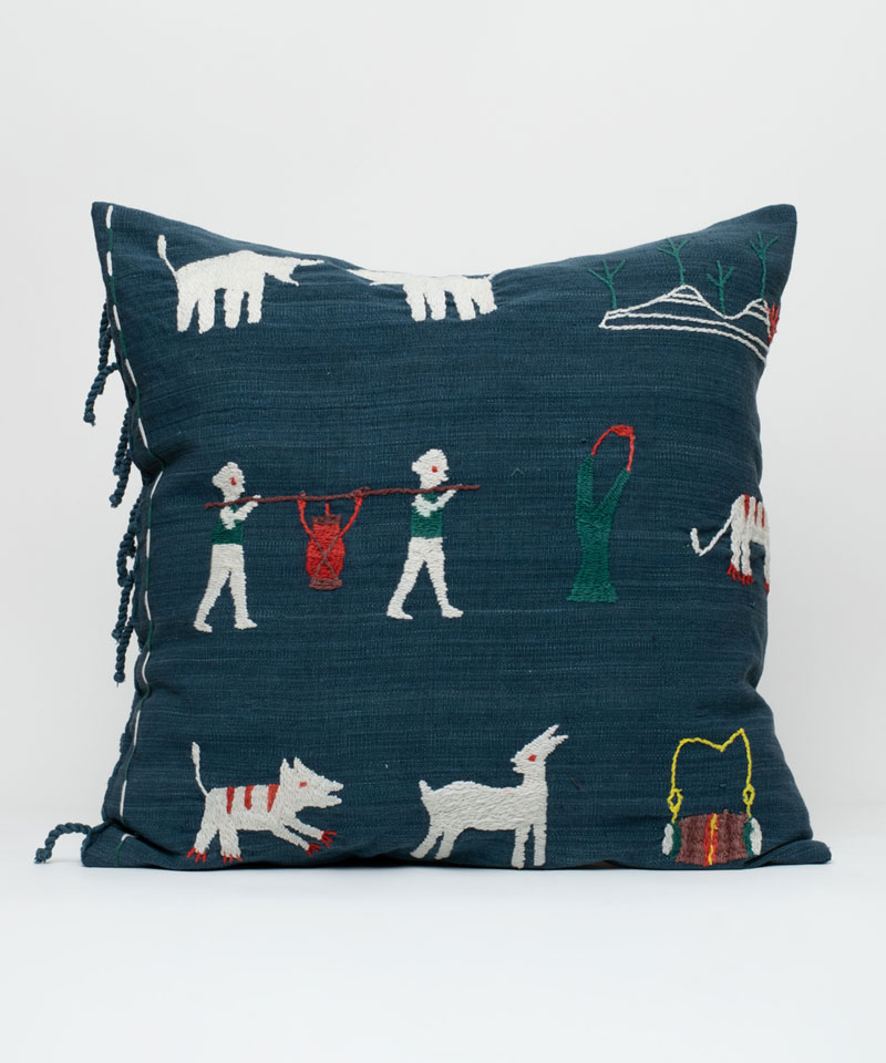 Blue Hill Tribe Hand Stitched & Embroidered Tassel Cushion