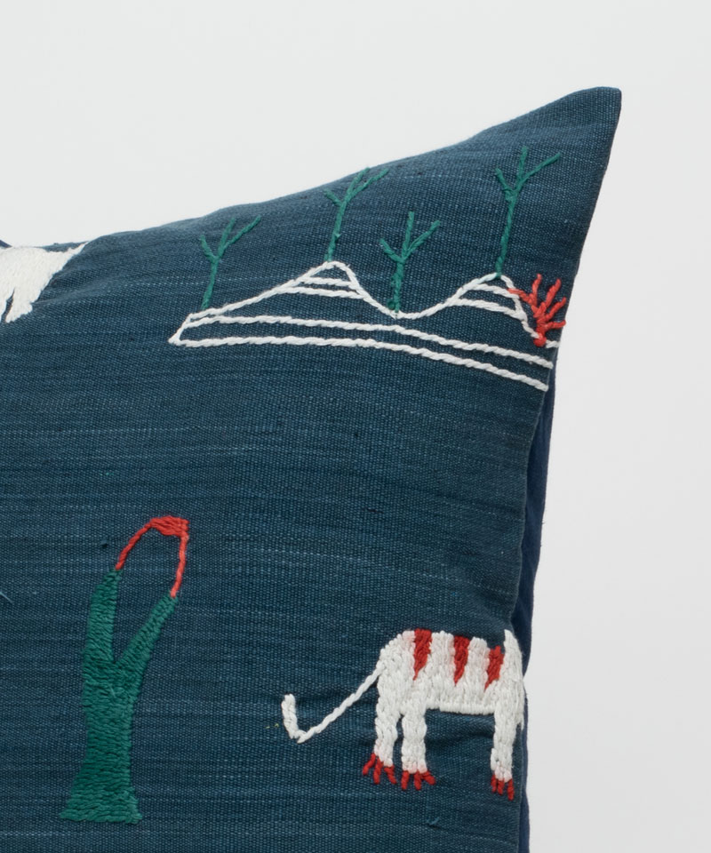 Blue Hill Tribe Hand Stitched & Embroidered Tassel Cushion