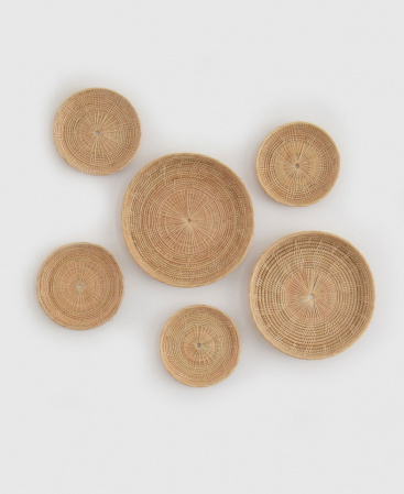CLASSIC - Set of 6 Handwoven Wicker Rattan Wall Art Basket Pieces