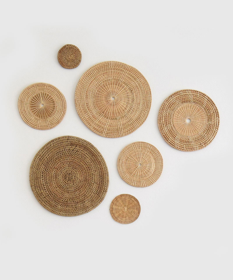 SEE Set of 4 Handwoven Wicker Rattan Wall Art Basket Pieces