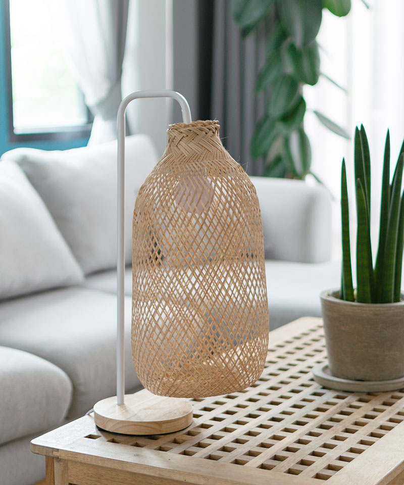 Classic Bamboo Table Lamp - White & Wood
