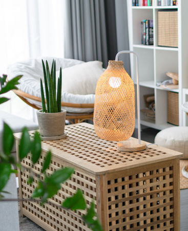 Classic Bamboo Table Lamp - White & Wood