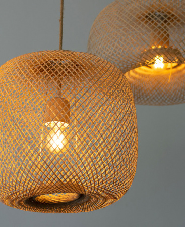 Classic Handwoven Bamboo Pendant Light - Plug In / Swag