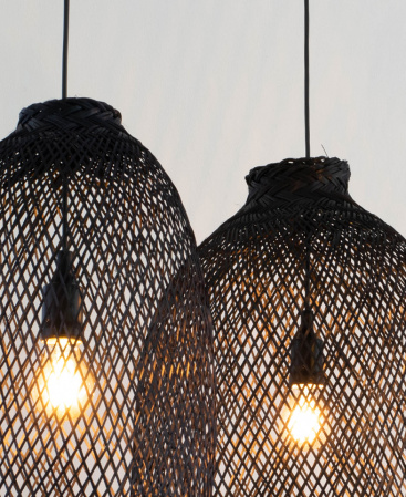 Handmade Woven Bamboo Black Pendant Light