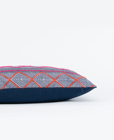 Colorful Embroidered Hill Tribe Fabric Lumbar Cushion