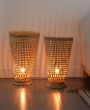 Cone Shaped Bamboo Fishing Trap Standing Floor Lamp