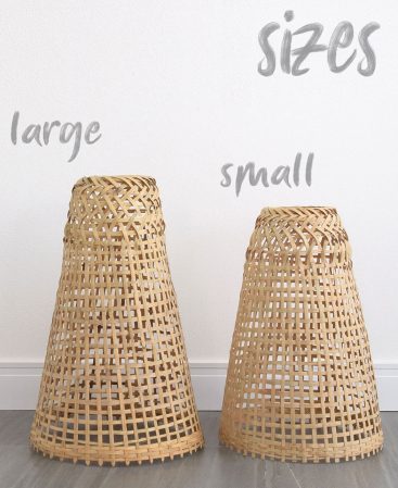 Cone Shaped Bamboo Fishing Trap Standing Floor Lamp