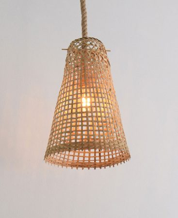 Cone Shaped Bamboo Pendant & Thick Rope Cable