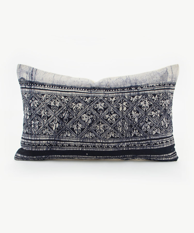 Vintage Hill Tribe Batik Lumbar Cushion & Kapok Filling