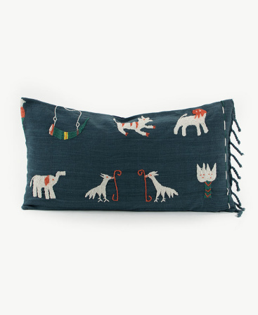 Ethnic Tai Lu Hill Tribe Hand Stitched & Embroidered Tassel Cushion