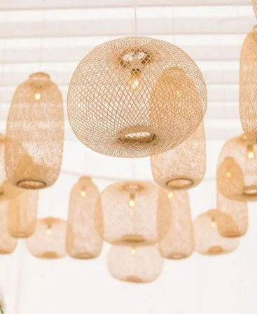 50 x Bamboo Pendants - Wedding & Event Lighting – Plug In / Swag