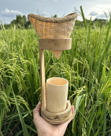 Hand Carved & Woven Natural Bamboo Drip Coffee Set
