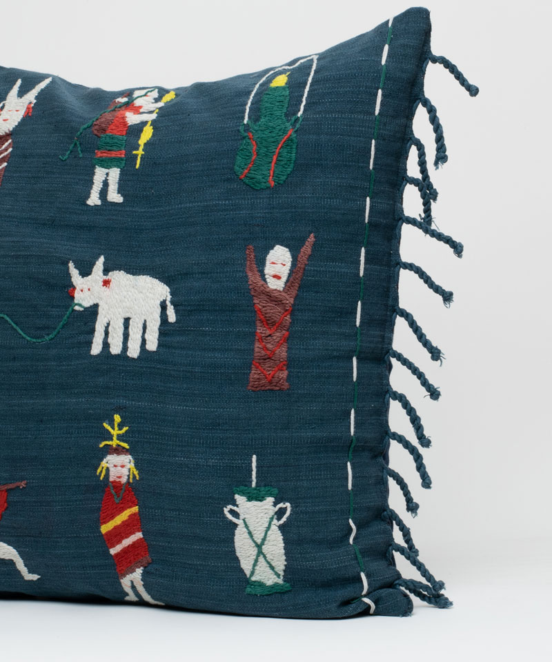 Tai Lu Hill Tribe Hand Stitched & Embroidered Tassel Cushion