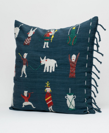 Ethnic Tai Lu Hill Tribe Hand Stitched & Embroidered Tassel Cushion
