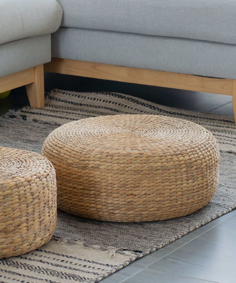 Handwoven Water Hyacinth Seagrass Style Pouf