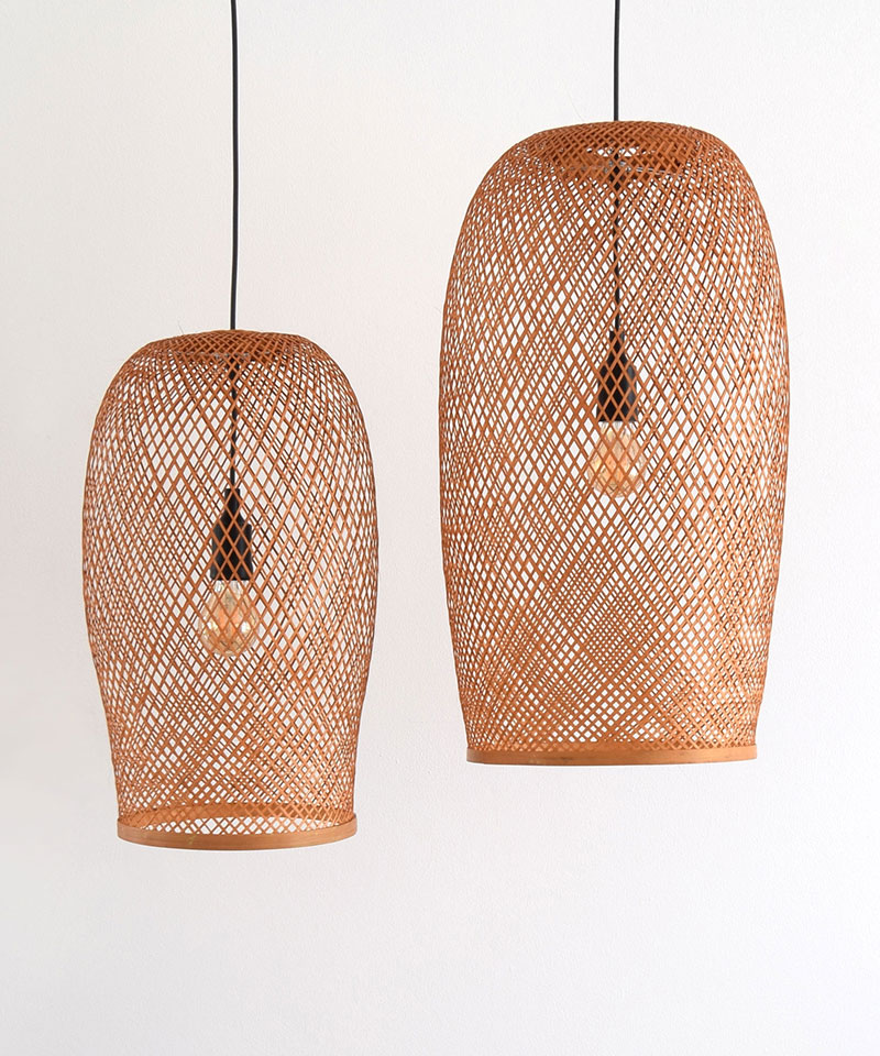 Rustic Drop Cocoon Bamboo Pendant Light