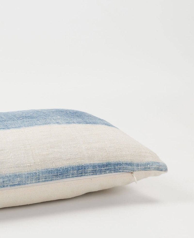 Hemp and bamboo fabric combine to create a unique cushion cover.