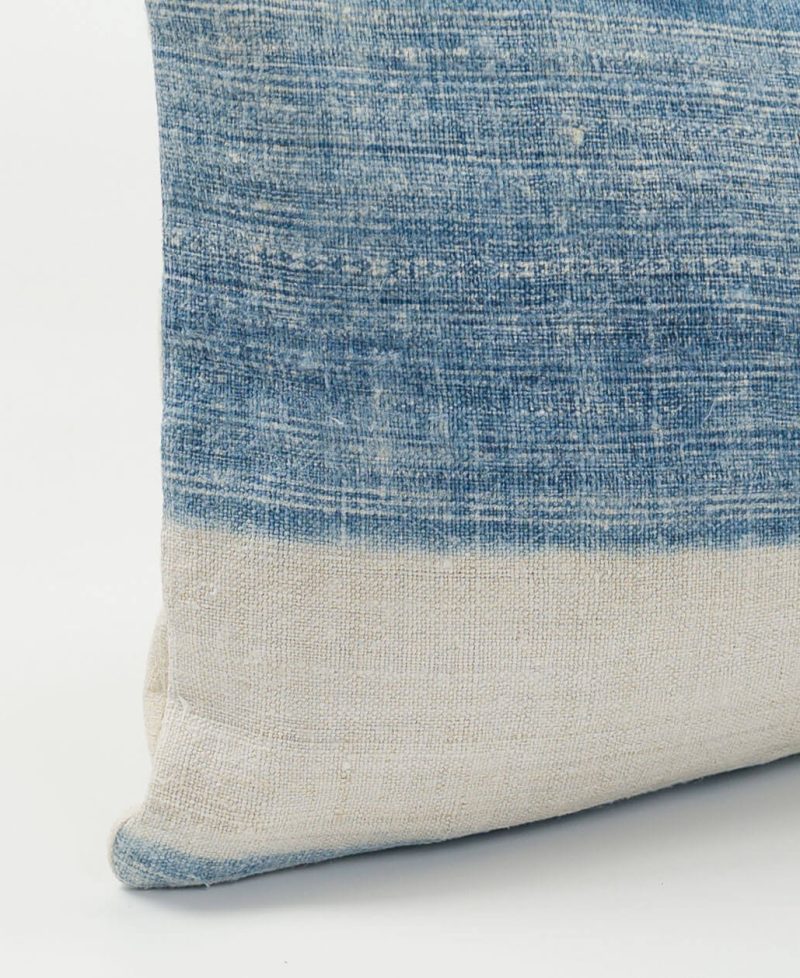 Hemp that has been woven into a thick fabric before being dyed with indigo dye.