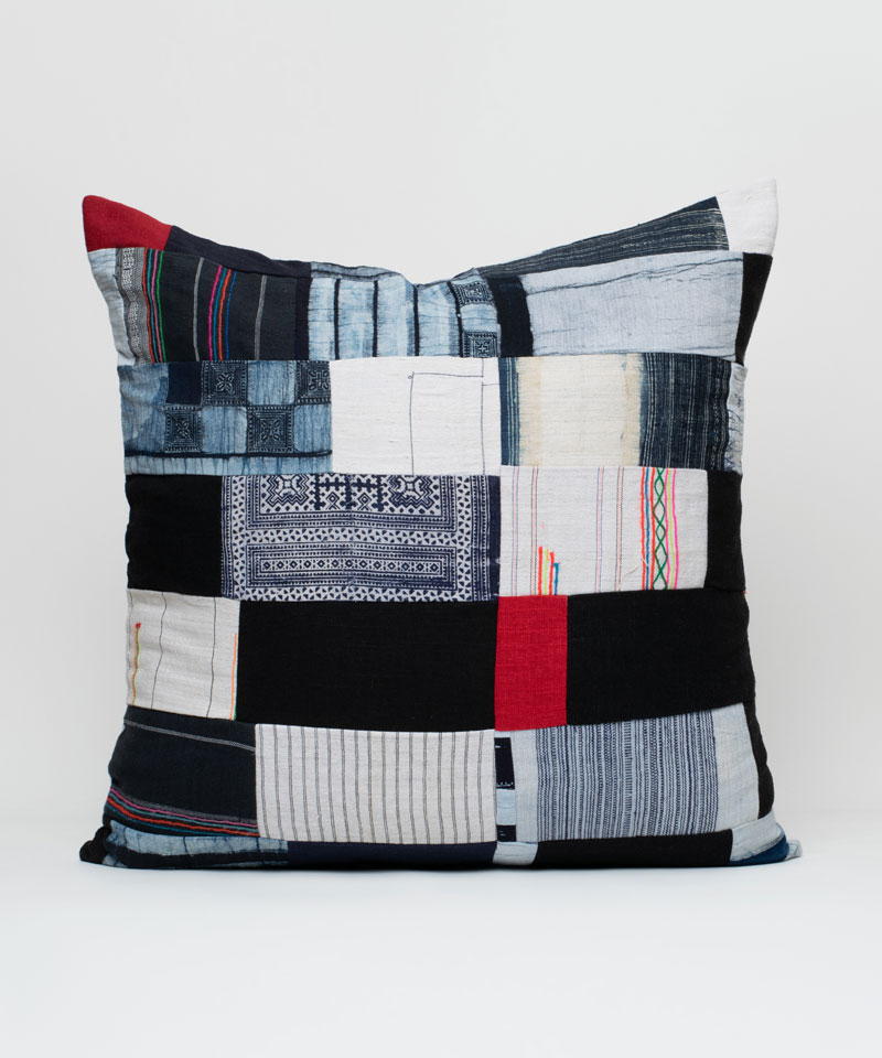 Hill Tribe Fabric Patchwork Throw Cushion