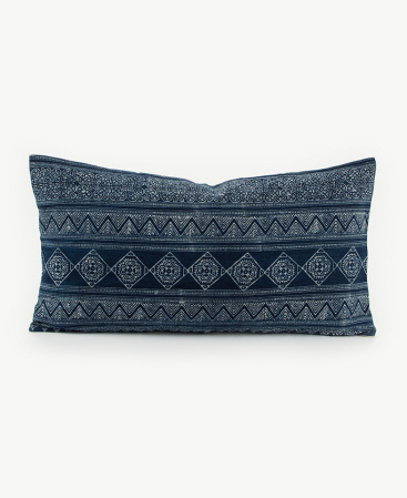 Hmong Hill Tribe Indigo Batik Throw Cushion