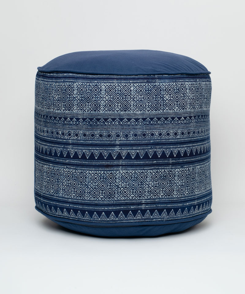 Indigo-Batik-Ottoman-Pouf-Pouffe-Hill-Tribe-Fabric