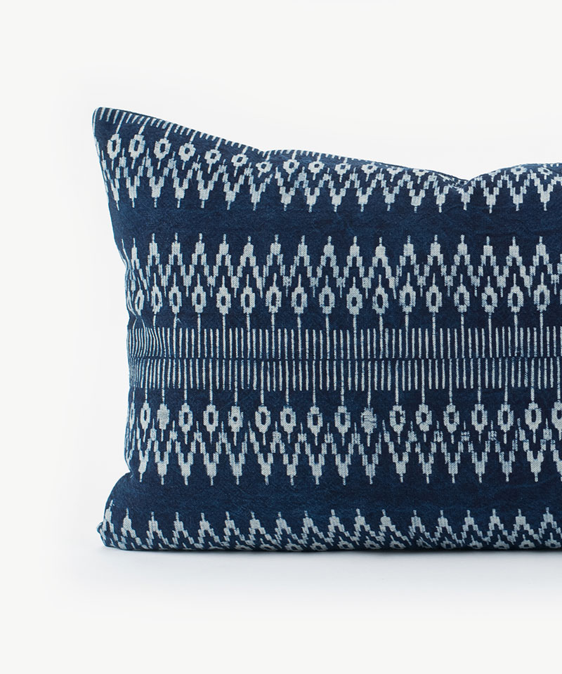 Indigo Batik Zig Zag Hill Tribe Fabric Throw Cushion