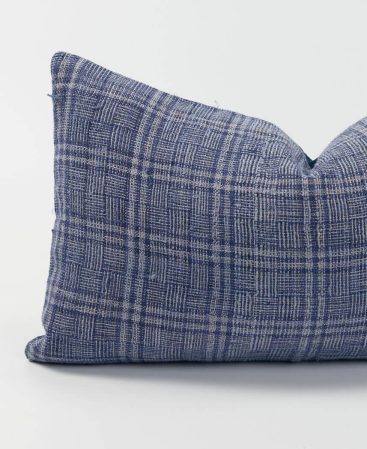 Indigo hemp strands have been interwoven to create a thick textile.