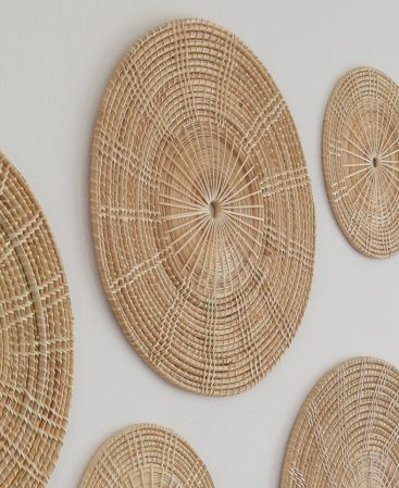 JAI DEE - Set of 5 Handwoven Wicker Rattan Wall Art Basket Pieces