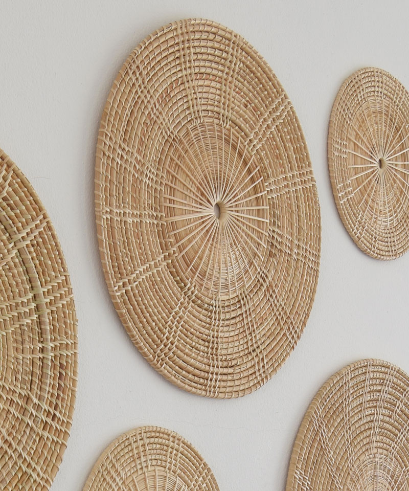 Set of Handwoven Wicker Rattan Wall Art Basket Pieces