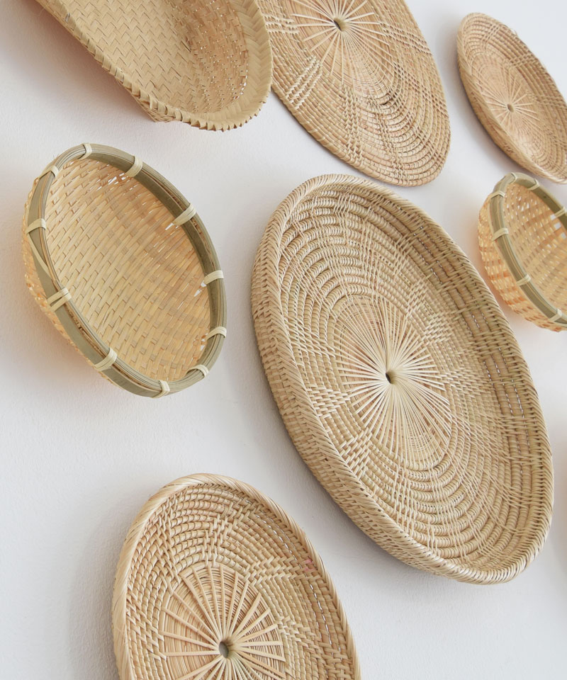 Set of 11 Handwoven Wicker Rattan Wall Art Basket Plates